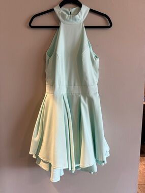 Lulu's Mint High-Neck Fit & Flare Dress